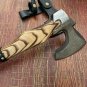 Custom Handmade Cabon Steel Etched Single Head Axe With Leather Sheath