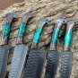 Custom Handmade J2 Steel 5 Pice Chef Set With Leather Sheath