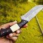 12"Custom Handmade Damascus Hunting knife With Leather Sheath