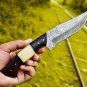 12"Custom Handmade Damascus Hunting knife With Leather Sheath