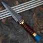 Custom Handmade Damascus Dagger Hunting knife With Leather Sheath