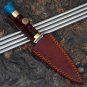Custom Handmade Damascus Dagger Hunting knife With Leather Sheath