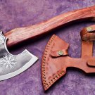 Custom Handmade High Carbon Steel Viking Axe With Leather Sheath