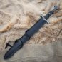 Custom Handmade Damascus Viking Sword With Leather Sheath