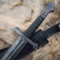 Custom Handmade Damascus Viking Sword With Leather Sheath