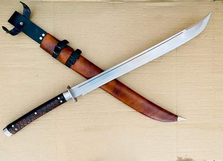 Custom Handmade Carbon Steel Viking Sword With Leather Sheath