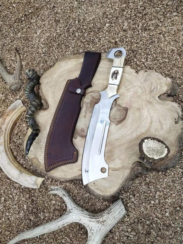 Custom Handmade Machete Hunting, knife Camping knife Stage Antler Handle With Leather Sheath