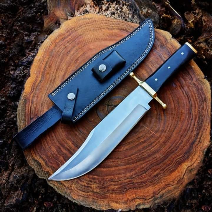 Custom Handmade D2 High Steel Bowi Hunting Knife With Leather Sheath