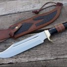 Custom Handmade D2 Steel Hunting Mirror Polish Bowie knife With Leather Sheath