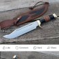 Custom Handmade D2 Steel Hunting Mirror Polish Bowie knife With Leather Sheath