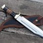 Custom Handmade D2 Steel Hunting Mirror Polish Bowie knife With Leather Sheath