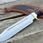 Custom Handmade D2 Steel Hunting Mirror Polish Bowie knife With Leather Sheath