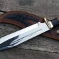 Custom Handmade D2 Steel Hunting Mirror Polish Bowie knife With Leather Sheath