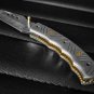 Custom Handmade Damascus Pocket Folding knife With Leather Sheath