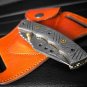 Custom Handmade Damascus Pocket Folding knife With Leather Sheath