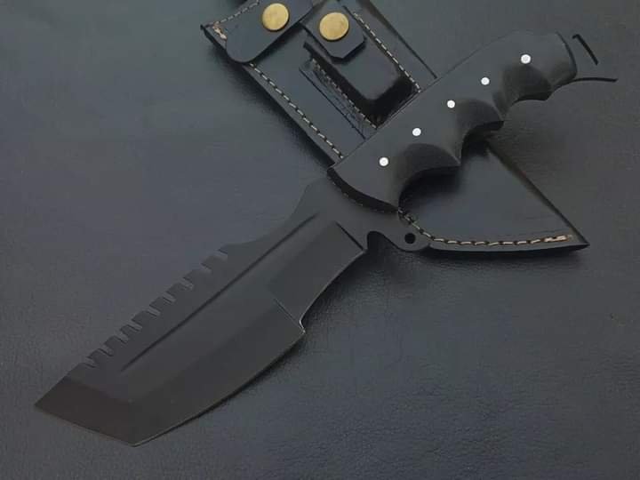 Custom Handmade Carbon Steel Tracker Hunting knife With Leather Sheath
