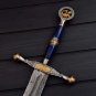 Custom Handmade Damascus Steel Double Edge Viking Dragon Sword  With Sheath
