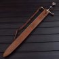 Custom Handmade Damascus Steel Double Edge Viking Dragon Sword  With Sheath