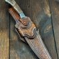 CUSTOM HANDMADE  DAMASUS INTEGRAL BOWIE KNIFE WITH LEATHER SHEATH