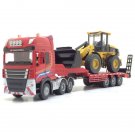 Toys 1:50 Flatbed Truck Transport Trailer Loader Excavator Diecast Gift Kids Boys