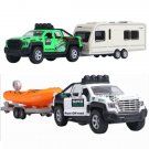 Toys 1:36 Pickup Truck Trailer Camper Speed Boat Diecast Cars Gift Kids Boys