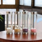 1 Natural Clear Rose Amethyst Quartz Crystal Elixir Water Bottle Healing Gemstone