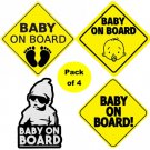 5 Packs Baby On Board Sticker Signs For Cars 4 Variety Pack (Waterproof) 20Pcs