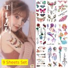 9 Sheets/Set Girl Colorful Temporary Tattoo Stickers Waterproof Mermaid Body Art