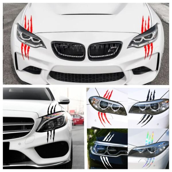 One Pair Monster'S Claw Headlight Decal Sticker Decor Car Truck Scratch Cover Up