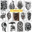 12 Sheets/Set Temporary Tattoo Stickers Waterproof 3D Animal Tiger Wolf Body Art