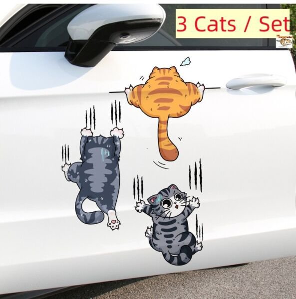 3 Pcs/Set Decal Stickers 3D Funny Cute Cat Vinyl Car Truck Window Bumper Scratch