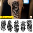 5 Sheets/Set Temporary Tattoo Stickers Waterproof 3D Warriors Queen Body Art