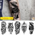 5 Sheets Temporary Tattoo Stickers Skull Skeleton Star Wars Waterproof Body Art