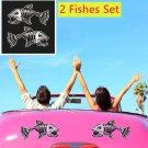 2 Pcs Die Cut Decal Stickers 3D Fish Shark Vinyl Truck Suv Window Bumper Scratch