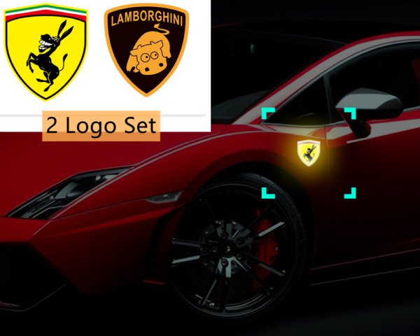 2 Pcs/Set Decal Stickers Prank Funny Lamborghini Ferrari Logo Vinyl Car Window
