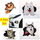 4 Pcs/Set Decal Stickers 3D Funny Cat Dog Vinyl Car Truck Window Bumper Scratch