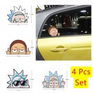 4Pcs/Set Decal Sticker Rick And Morty Funny Middle Finger Vinyl Suv Truck Window