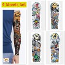 4 Sheets / Set Temporary Tattoos Stickers Large Full Arm 3D Body Art Halloween