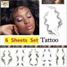 6 Sheets Set Temporary Tattoos Stickers Hair Edge Hairline Waterproof Body Art