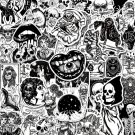 50Pcs Gothic Black And White Stickers Death Skulls Dark Magic Scary Vinyl Decals