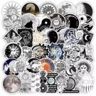 50Pcs Moon Stickers Dark Black And White Theme Solar Tarot New Gothic Spiritual