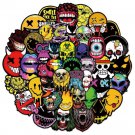 50Pcs Smiley Horror Stickers Scary Faces Skulls Vinyl Decals Spooky Theme