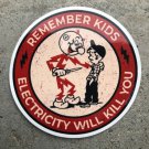 Electricity Will Kill You Sticker 3" Reddy Kilowatt Vinyl Decal Safety Poster
