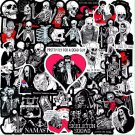 50Pcs Skeleton Stickers Bones Black White Red Love Bone Vinyl Decals