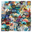 50Pcs Surfing Waves Stickers Beach Outdoors Sun Hot Water Sea Lakes Vinyl Decal