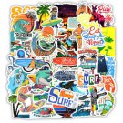 50Pcs Surfing Stickers Decals Surf Water Vintage Coast Vsco Vinyl Outside