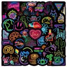 50 Pcs Vinyl Neon Signs Stickers Pack Bomb Laptop Guitar Water Bottle Decals