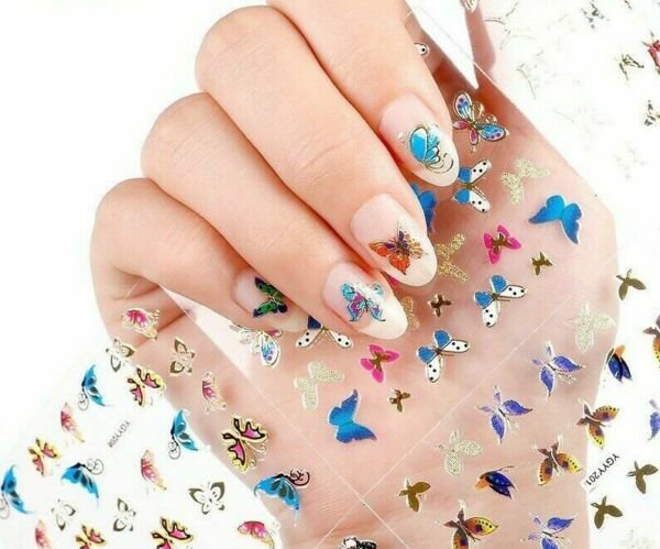 12 Sheets (Random) 3D Butterfly Nail Sticker Gold Decals Manicure
