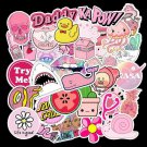 50 Pcs Pink Stickers Vsco Sticker Cute Anime Girls Laptop Vinyl Decal