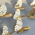 12Pc 3D Butterfly Wall Stickers Decals Home Bathroom Decor Diy Gold